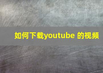 如何下载youtube 的视频